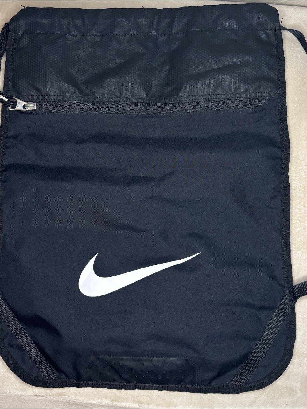 Nike Black Drawstring Backpack with White Swoosh